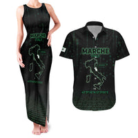 Personalized Italy Marche Couples Matching Tank Maxi Dress and Hawaiian Shirt Map And Coordinates Code
