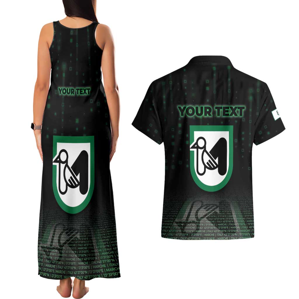 Personalized Italy Marche Couples Matching Tank Maxi Dress and Hawaiian Shirt Map And Coordinates Code