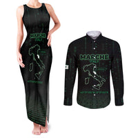 Personalized Italy Marche Couples Matching Tank Maxi Dress and Long Sleeve Button Shirt Map And Coordinates Code