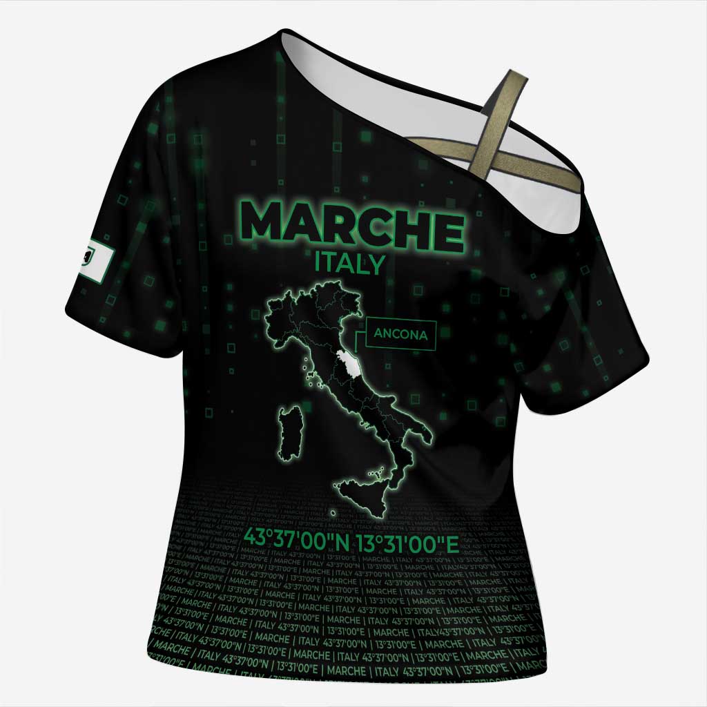 Personalized Italy Marche Cross Shoulder Shirt Map And Coordinates Code