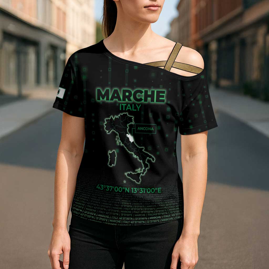 Personalized Italy Marche Cross Shoulder Shirt Map And Coordinates Code