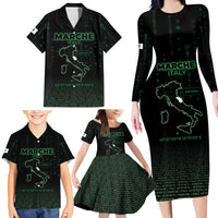 Personalized Italy Marche Family Matching Long Sleeve Bodycon Dress and Hawaiian Shirt Map And Coordinates Code