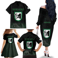 Personalized Italy Marche Family Matching Off The Shoulder Long Sleeve Dress and Hawaiian Shirt Map And Coordinates Code