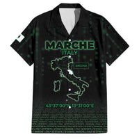 Personalized Italy Marche Family Matching Off The Shoulder Long Sleeve Dress and Hawaiian Shirt Map And Coordinates Code