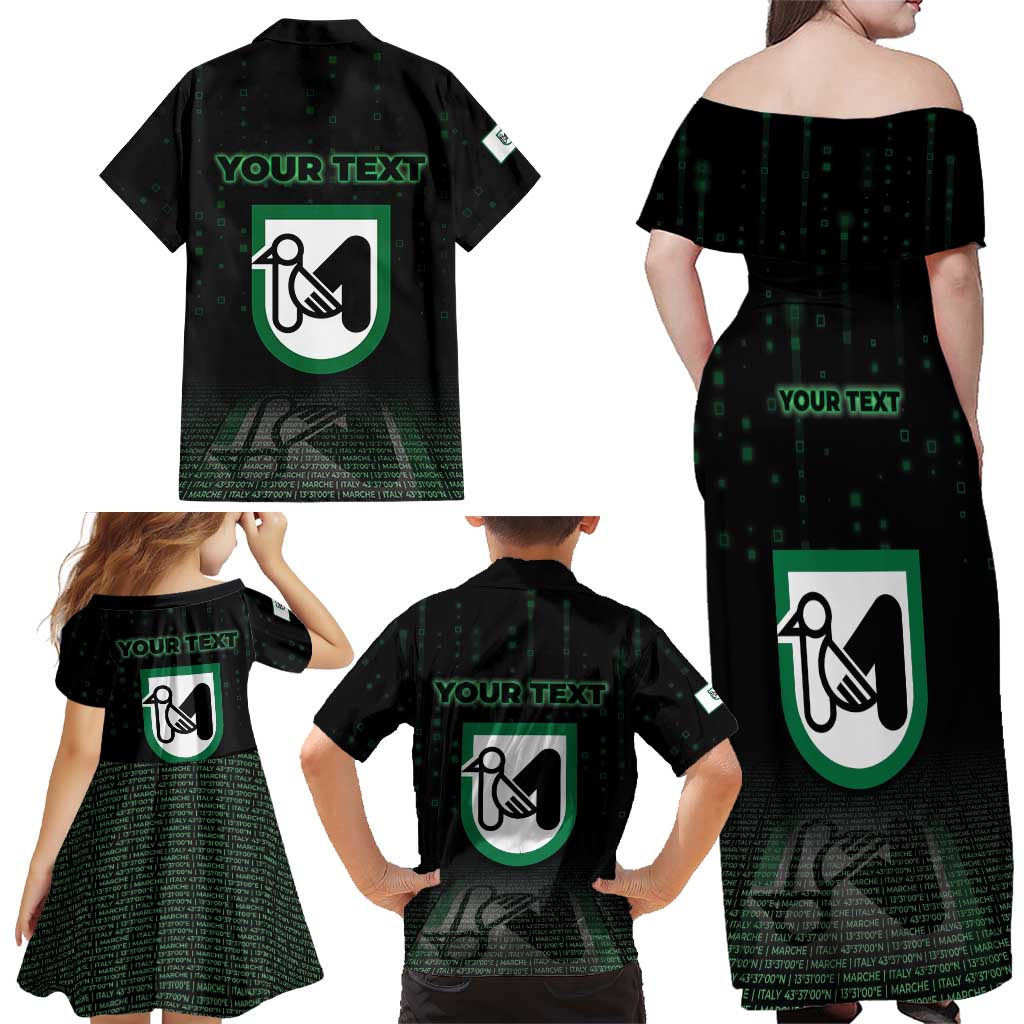 Personalized Italy Marche Family Matching Off Shoulder Maxi Dress and Hawaiian Shirt Map And Coordinates Code