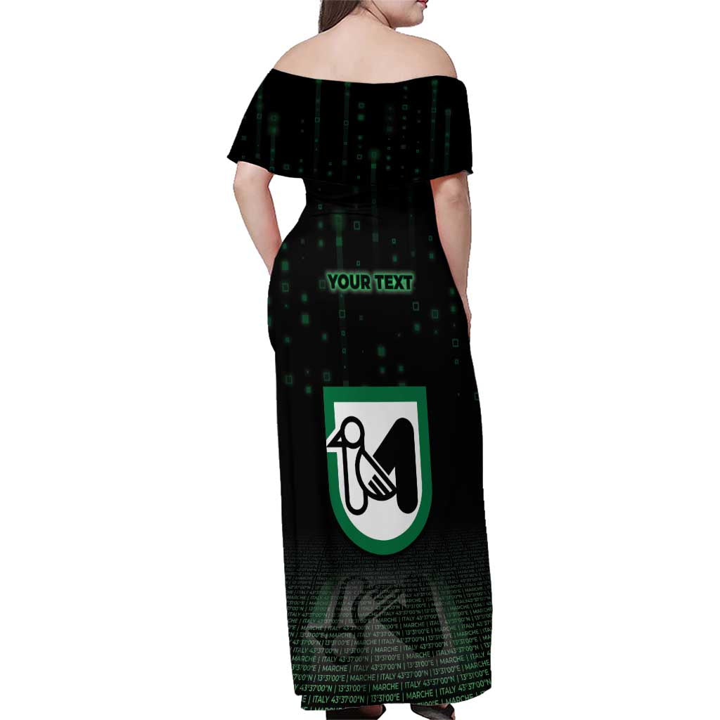 Personalized Italy Marche Family Matching Off Shoulder Maxi Dress and Hawaiian Shirt Map And Coordinates Code