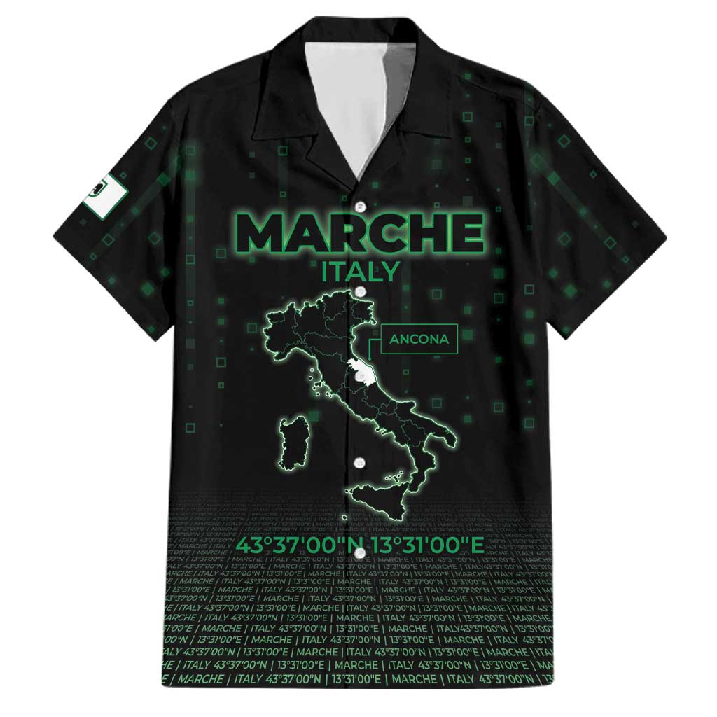Personalized Italy Marche Family Matching Summer Maxi Dress and Hawaiian Shirt Map And Coordinates Code