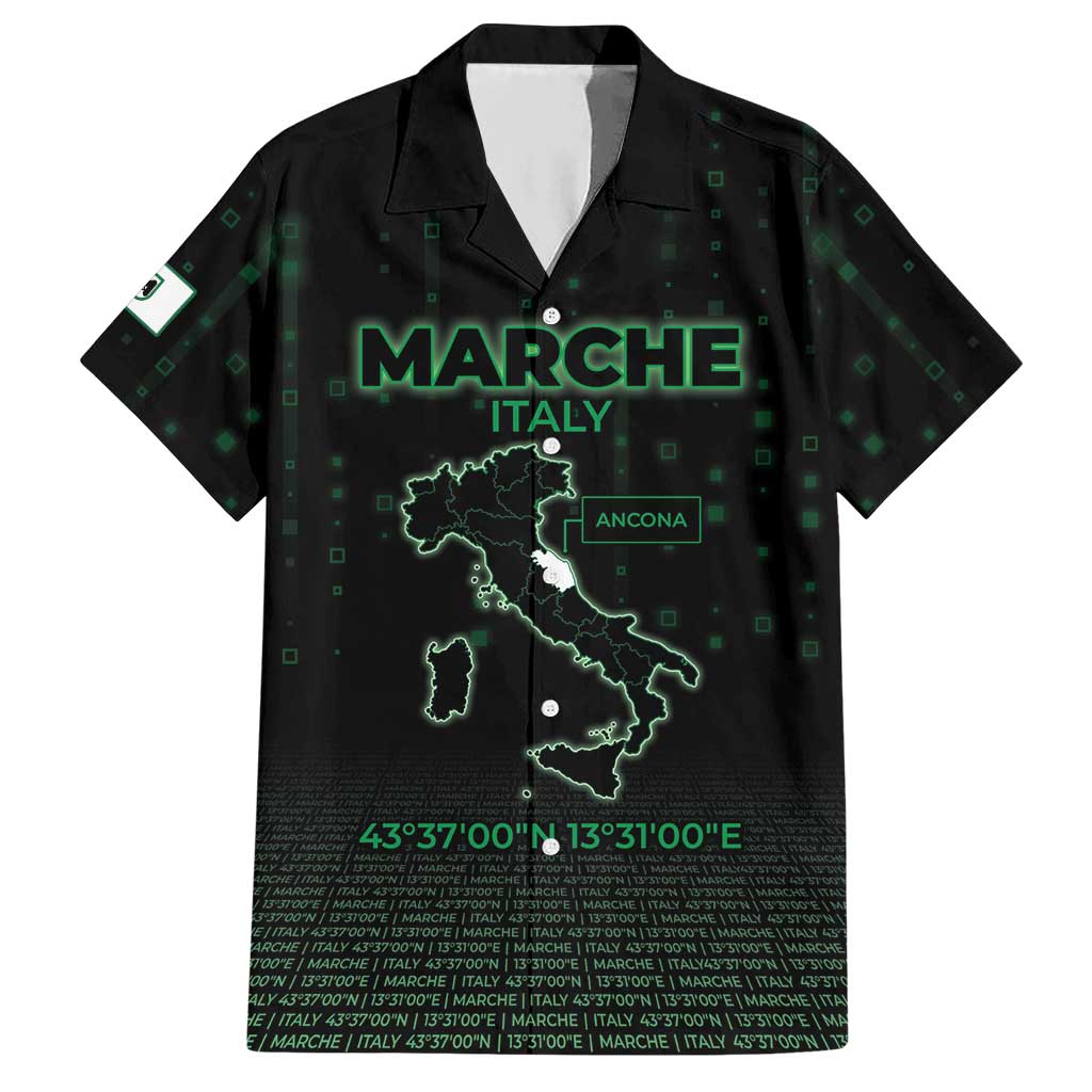 Personalized Italy Marche Hawaiian Shirt Map And Coordinates Code