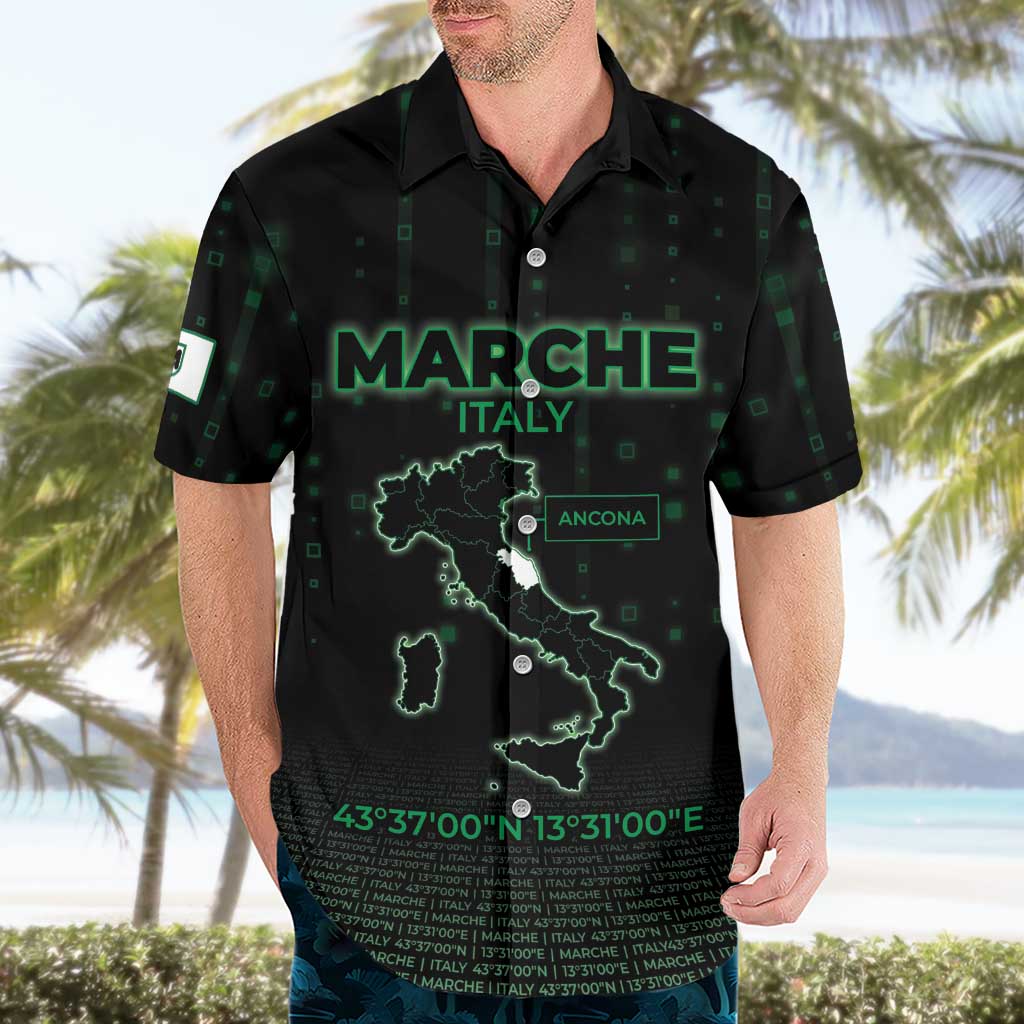 Personalized Italy Marche Hawaiian Shirt Map And Coordinates Code
