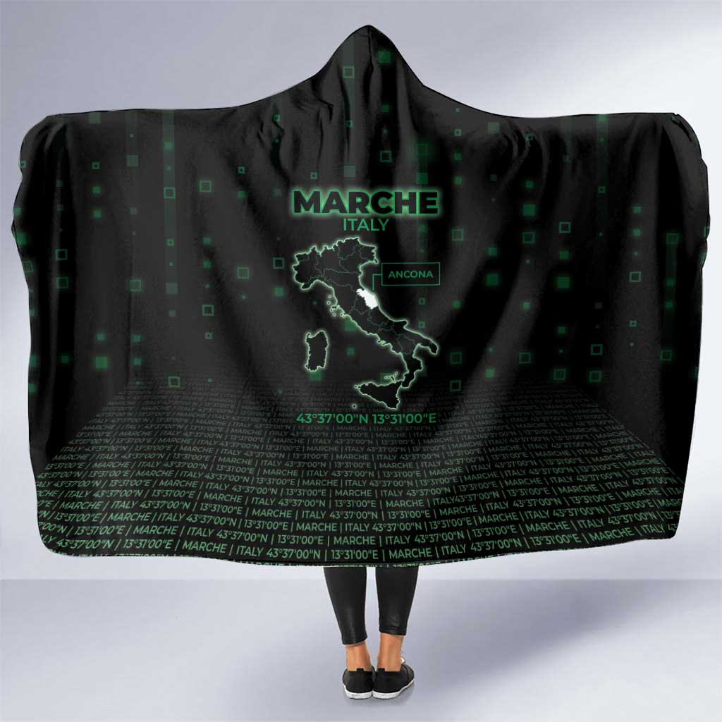 Italy Marche Hooded Blanket Map And Coordinates Code