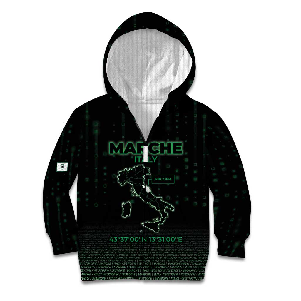 Personalized Italy Marche Kid Hoodie Map And Coordinates Code