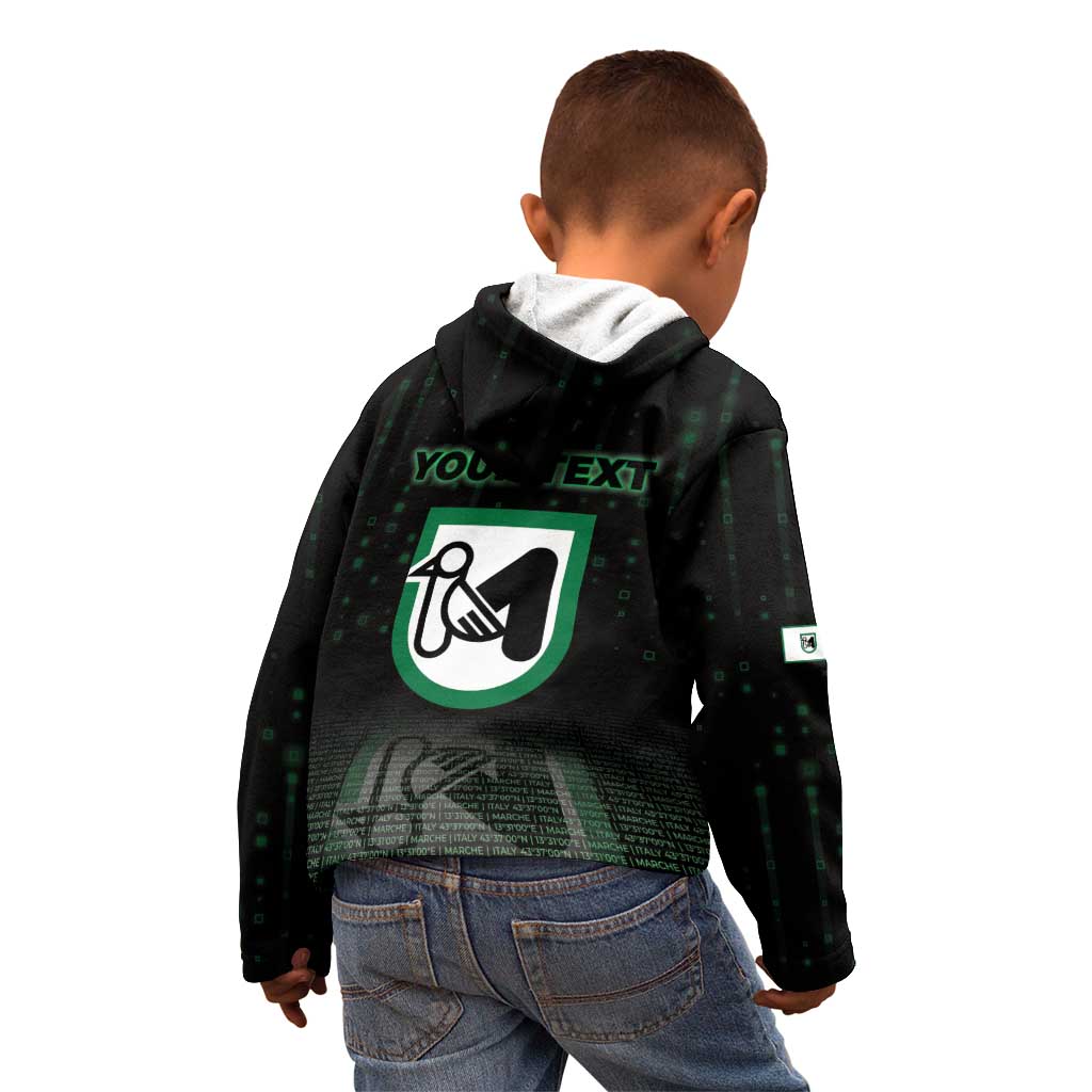 Personalized Italy Marche Kid Hoodie Map And Coordinates Code