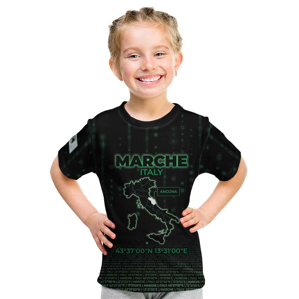 Personalized Italy Marche Kid T Shirt Map And Coordinates Code