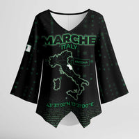 Personalized Italy Marche Kimono Sleeve Blouse Map And Coordinates Code