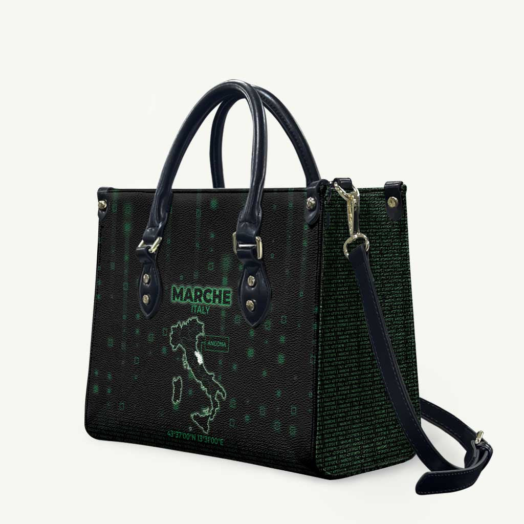 Italy Marche Leather Bag Map And Coordinates Code
