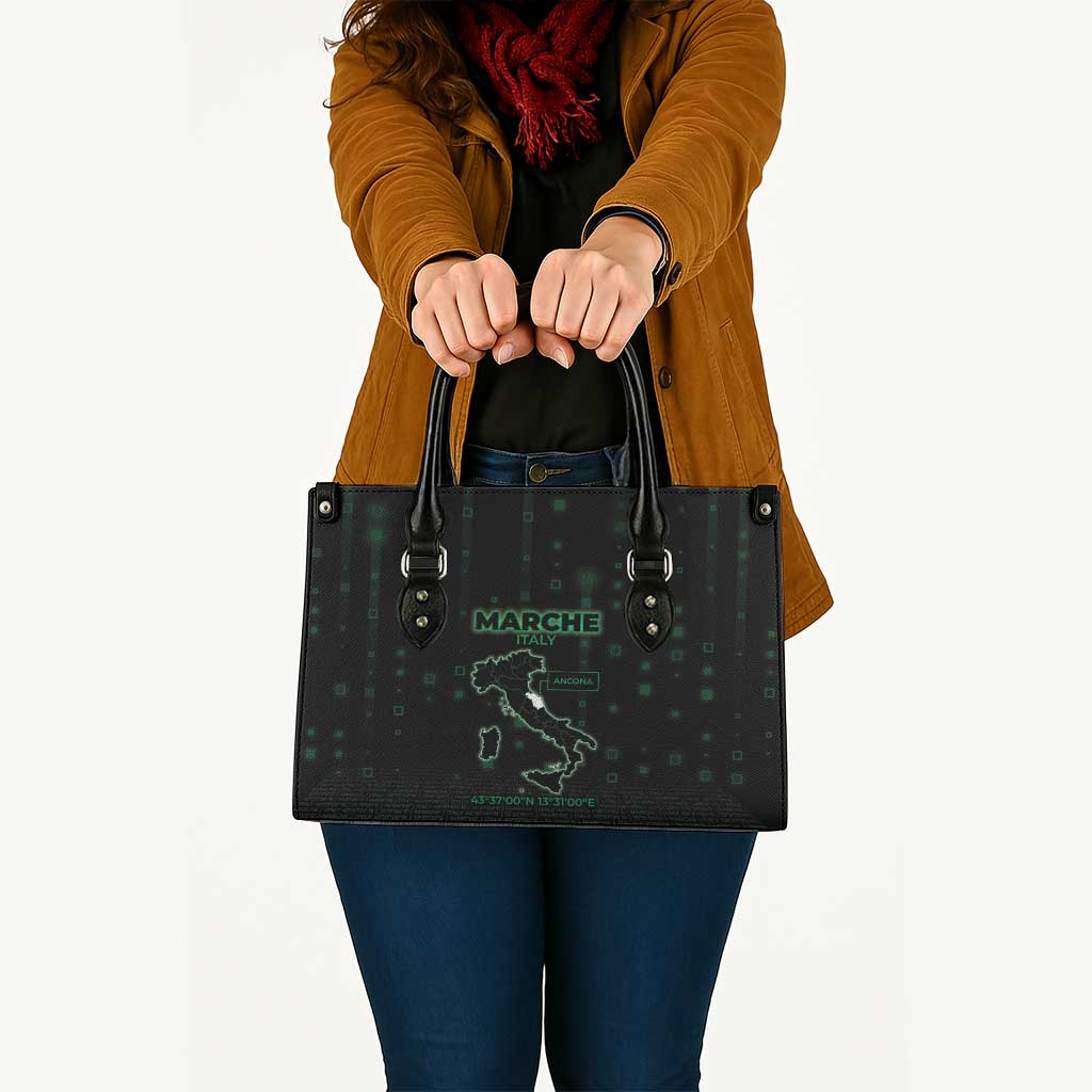 Italy Marche Leather Bag Map And Coordinates Code