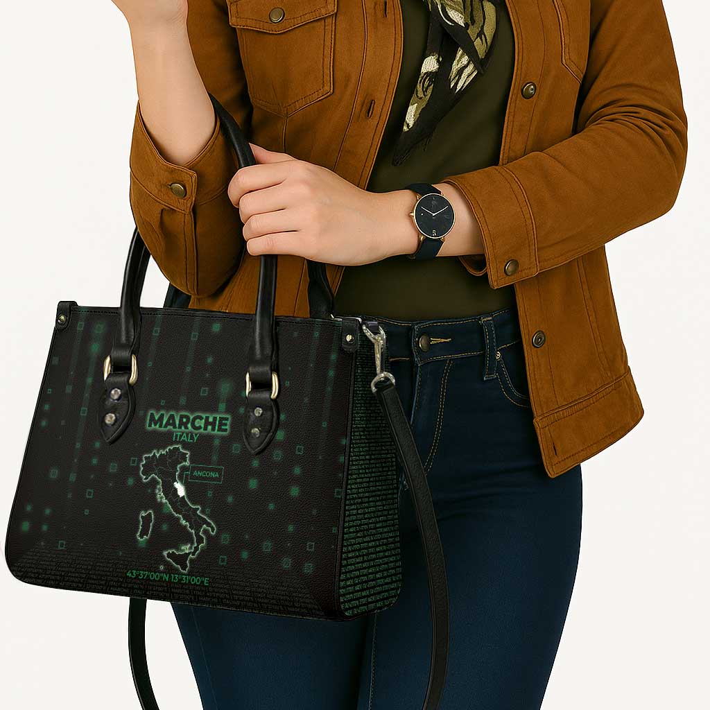 Italy Marche Leather Bag Map And Coordinates Code