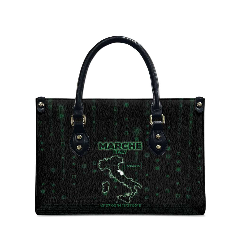 Italy Marche Leather Bag Map And Coordinates Code