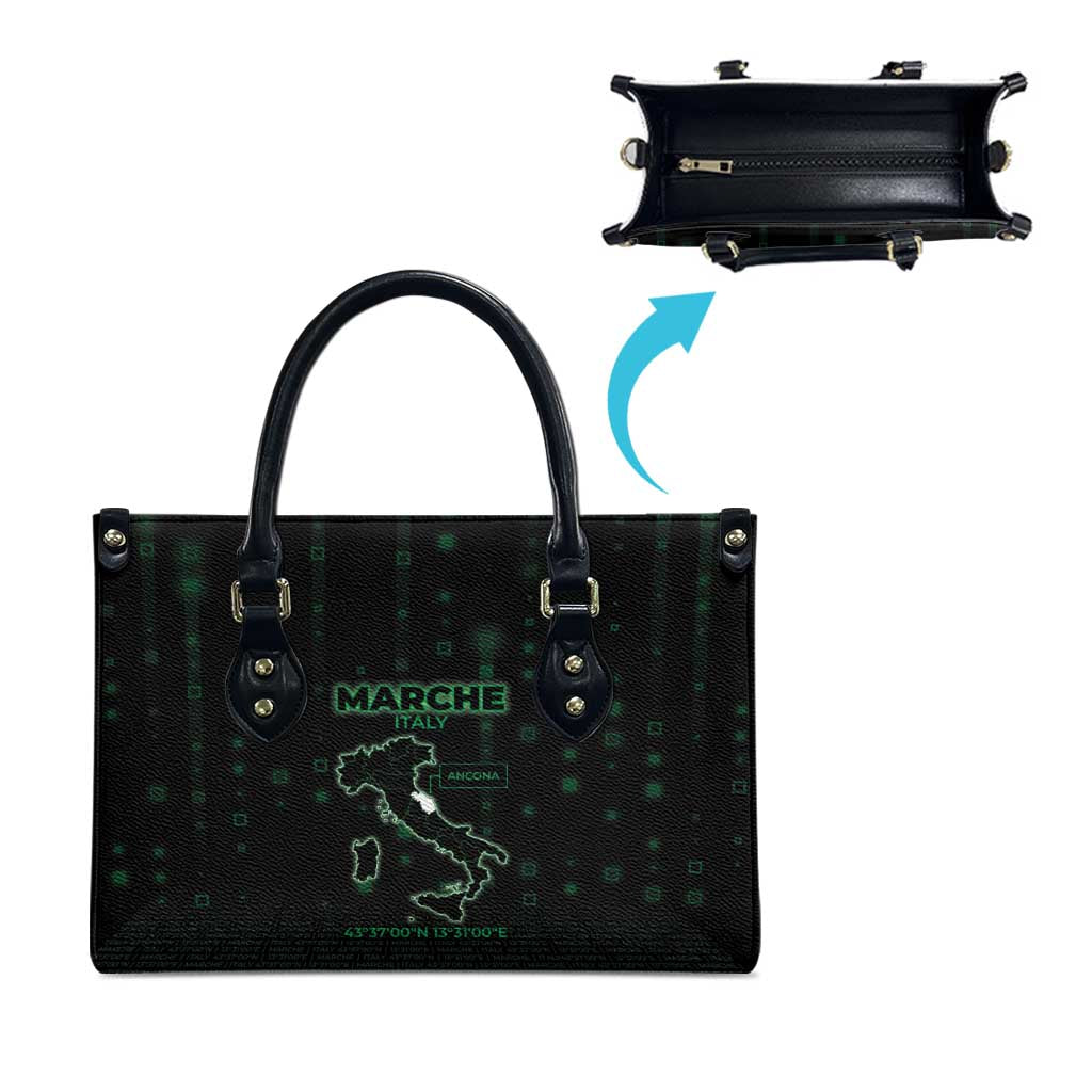 Italy Marche Leather Bag Map And Coordinates Code