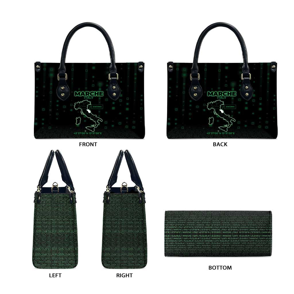 Italy Marche Leather Bag Map And Coordinates Code