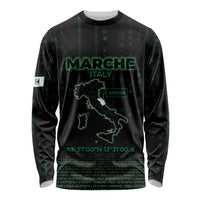 Personalized Italy Marche Long Sleeve Shirt Map And Coordinates Code