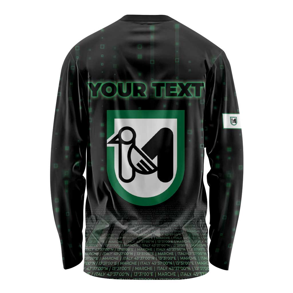 Personalized Italy Marche Long Sleeve Shirt Map And Coordinates Code