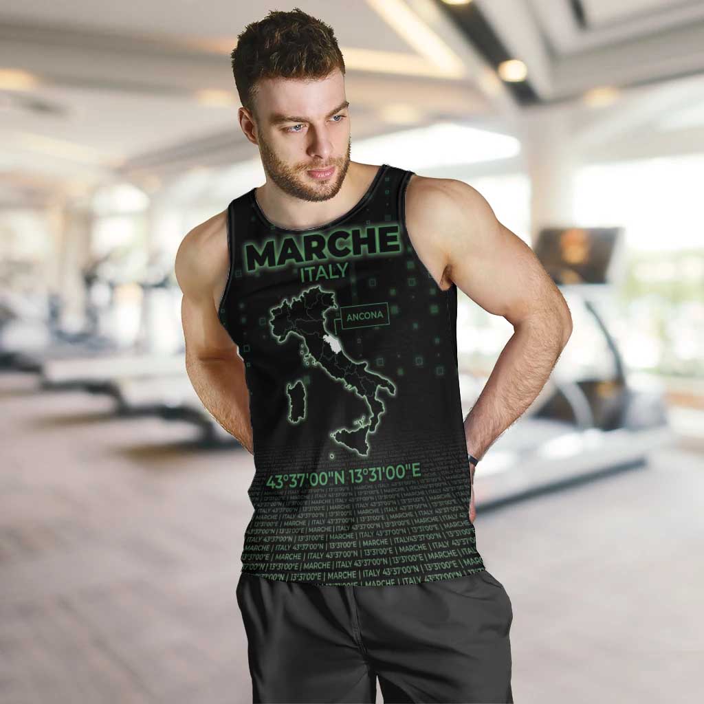 Personalized Italy Marche Men Tank Top Map And Coordinates Code