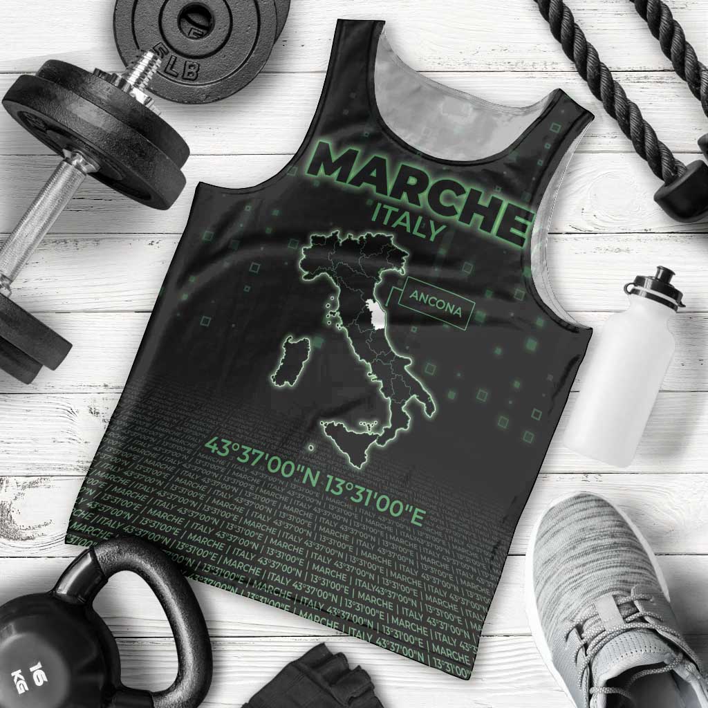 Personalized Italy Marche Men Tank Top Map And Coordinates Code