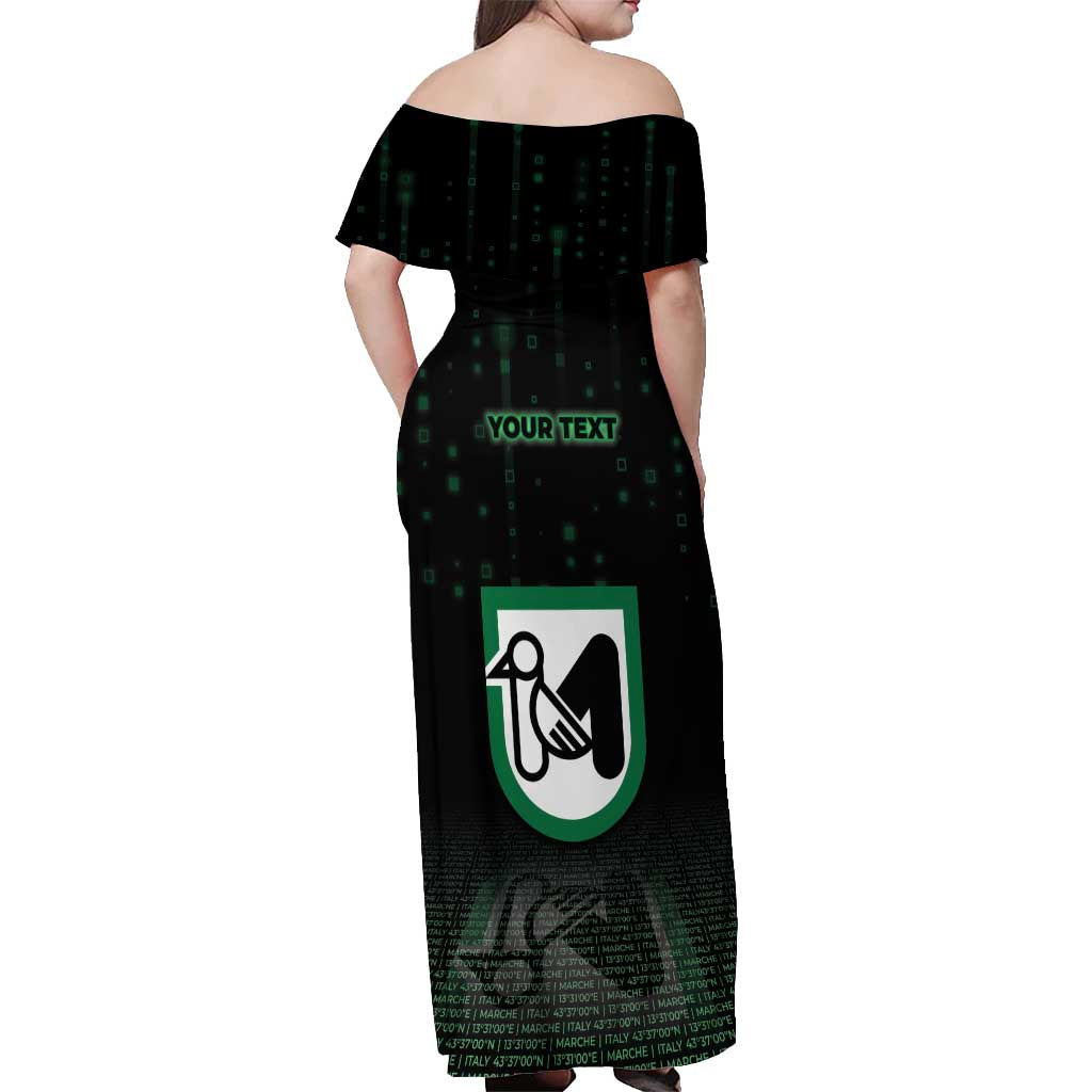 Personalized Italy Marche Off Shoulder Maxi Dress Map And Coordinates Code