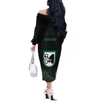 Personalized Italy Marche Off The Shoulder Long Sleeve Dress Map And Coordinates Code