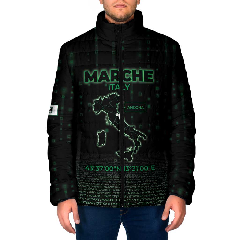 Personalized Italy Marche Padded Jacket Map And Coordinates Code