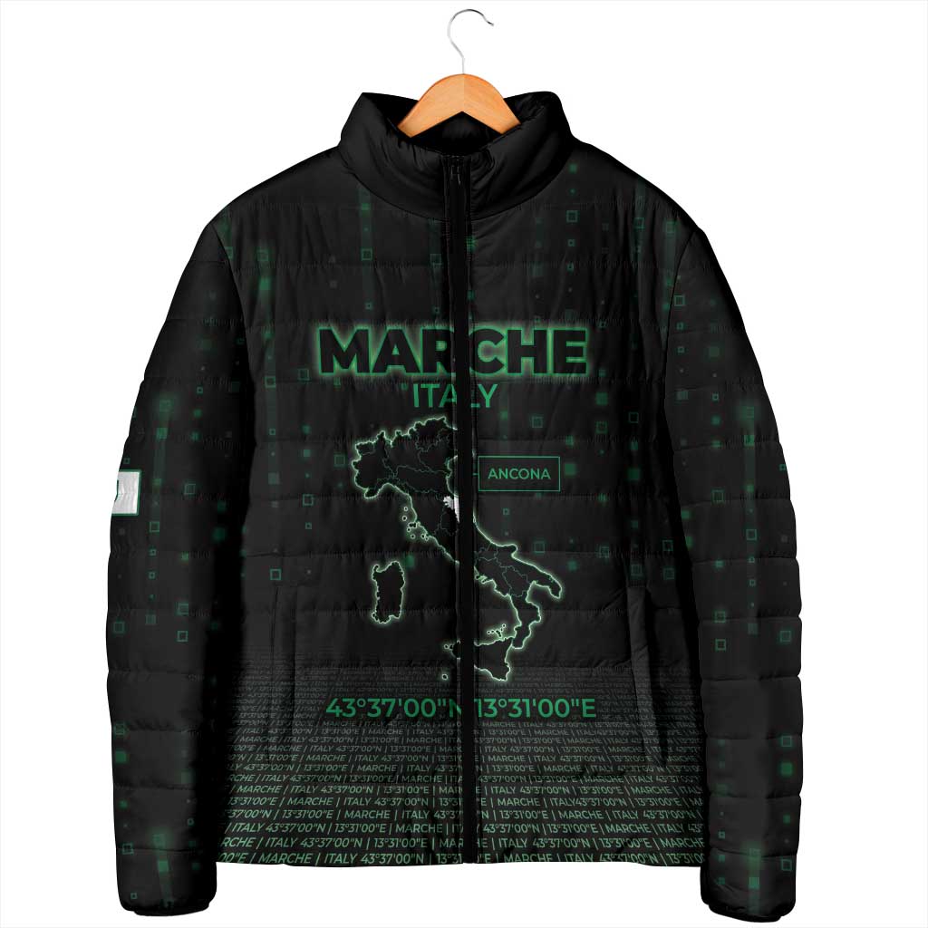 Personalized Italy Marche Padded Jacket Map And Coordinates Code