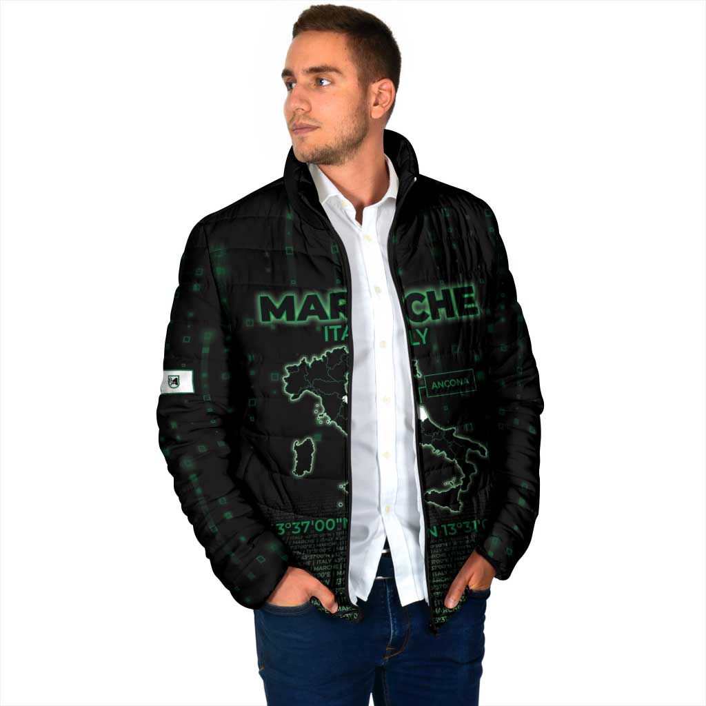 Personalized Italy Marche Padded Jacket Map And Coordinates Code