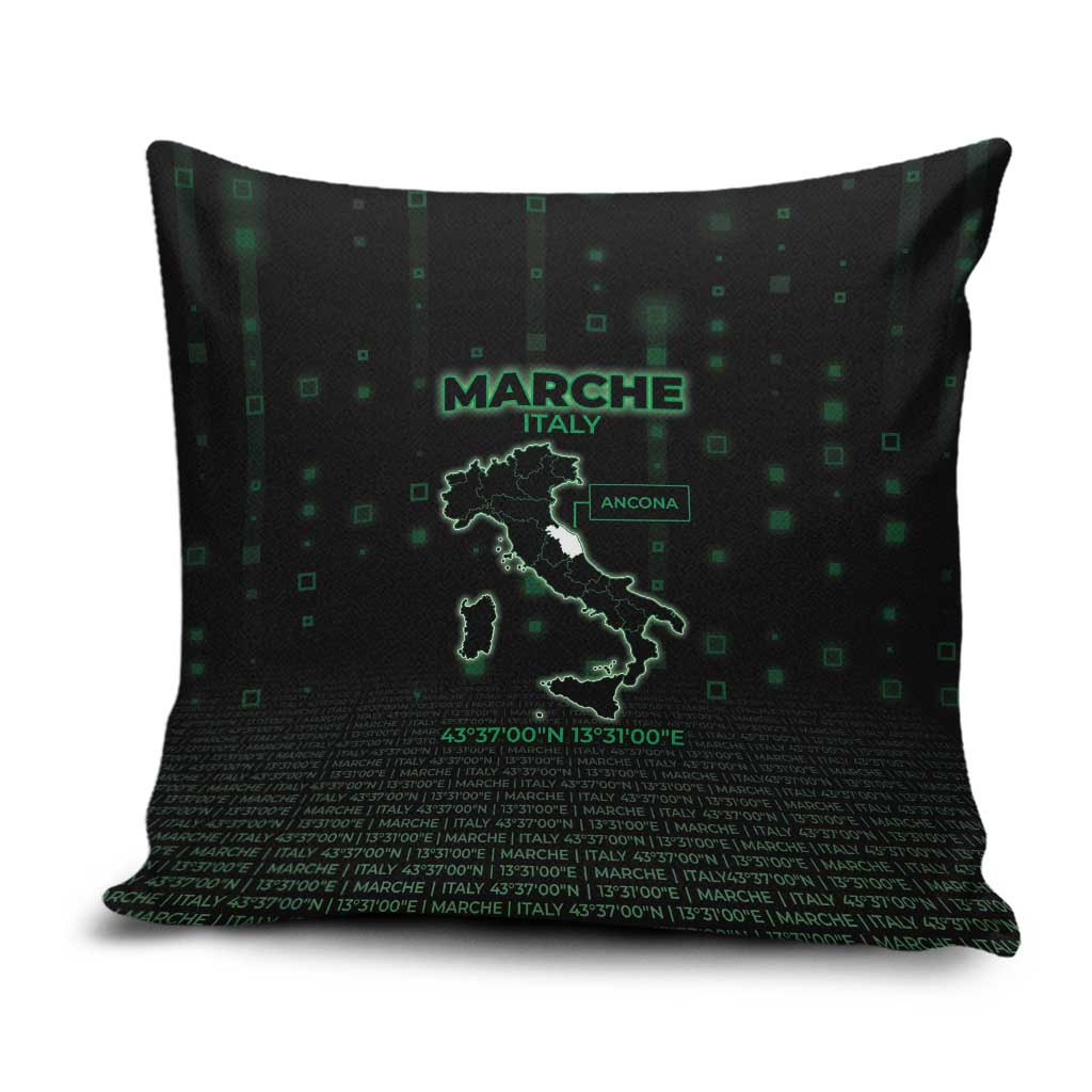 Italy Marche Pillow Cover Map And Coordinates Code