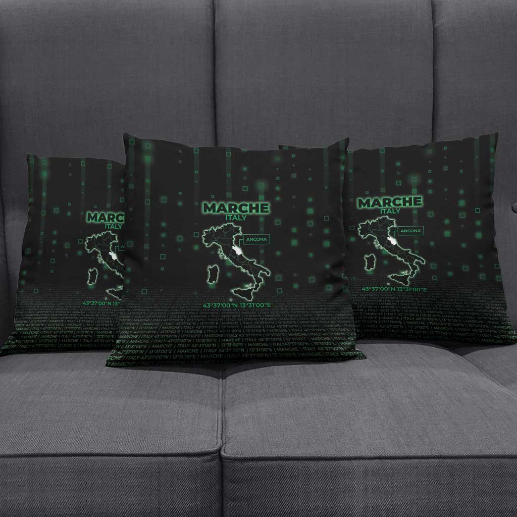 Italy Marche Pillow Cover Map And Coordinates Code