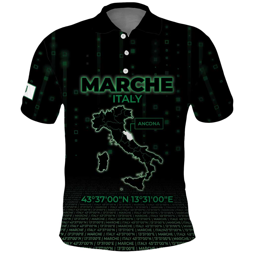 Personalized Italy Marche Polo Shirt Map And Coordinates Code
