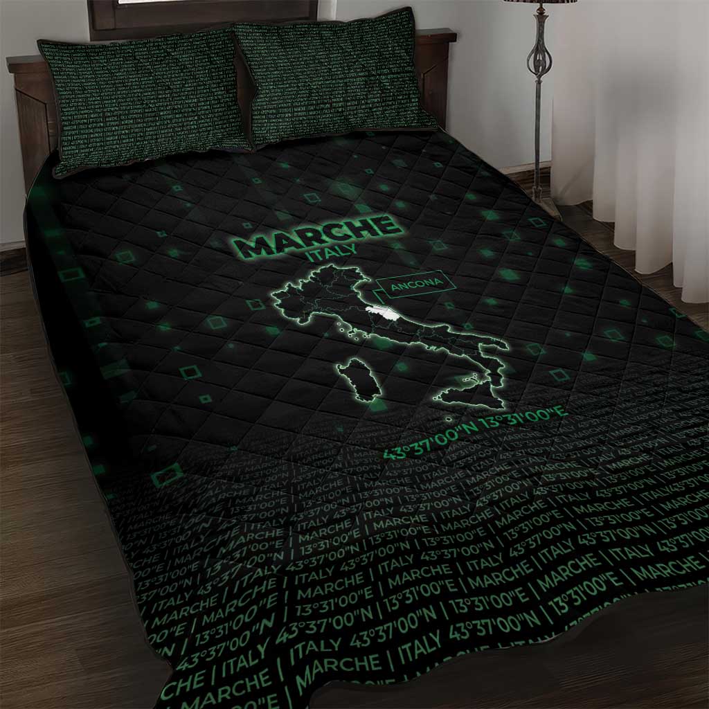 Italy Marche Quilt Bed Set Map And Coordinates Code