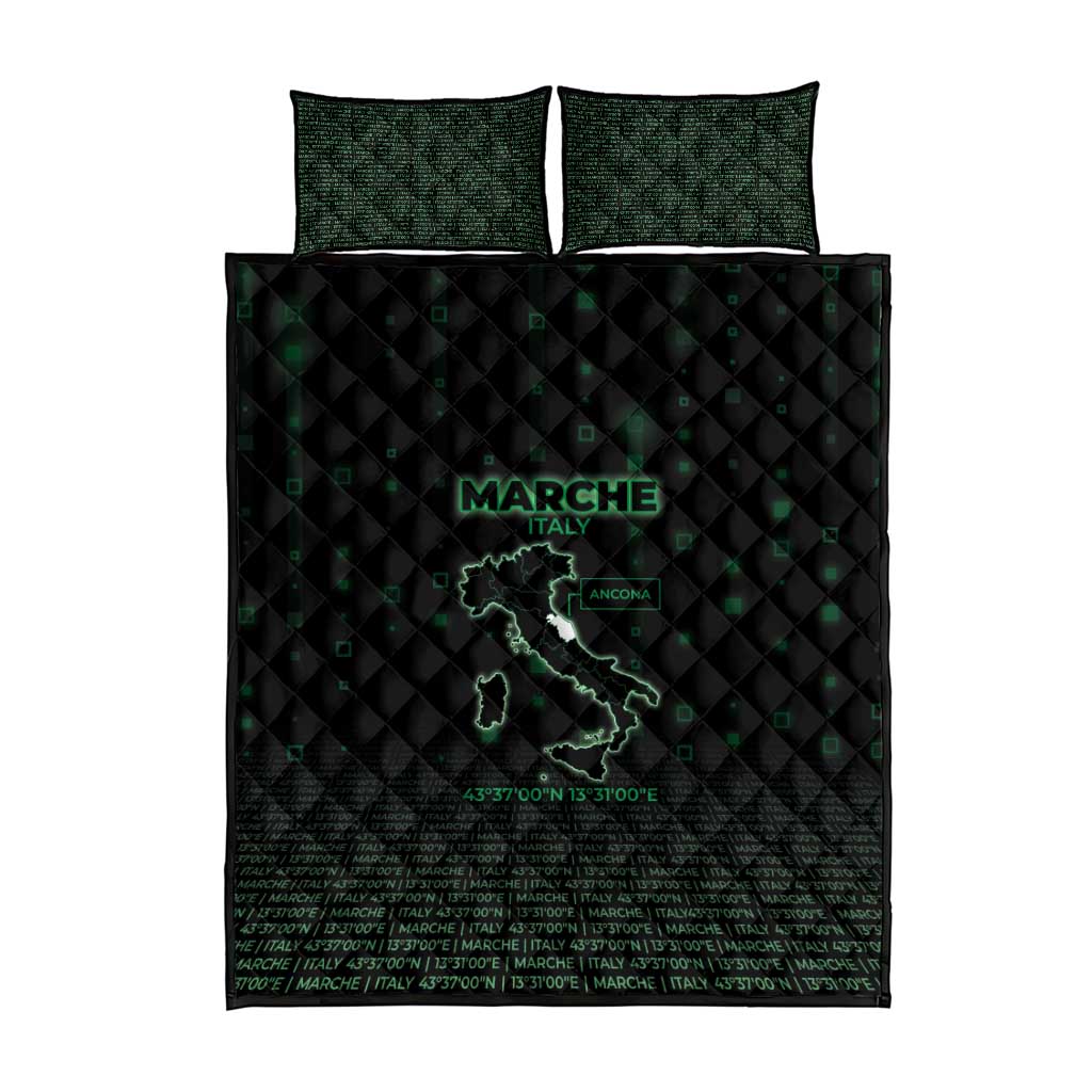 Italy Marche Quilt Bed Set Map And Coordinates Code