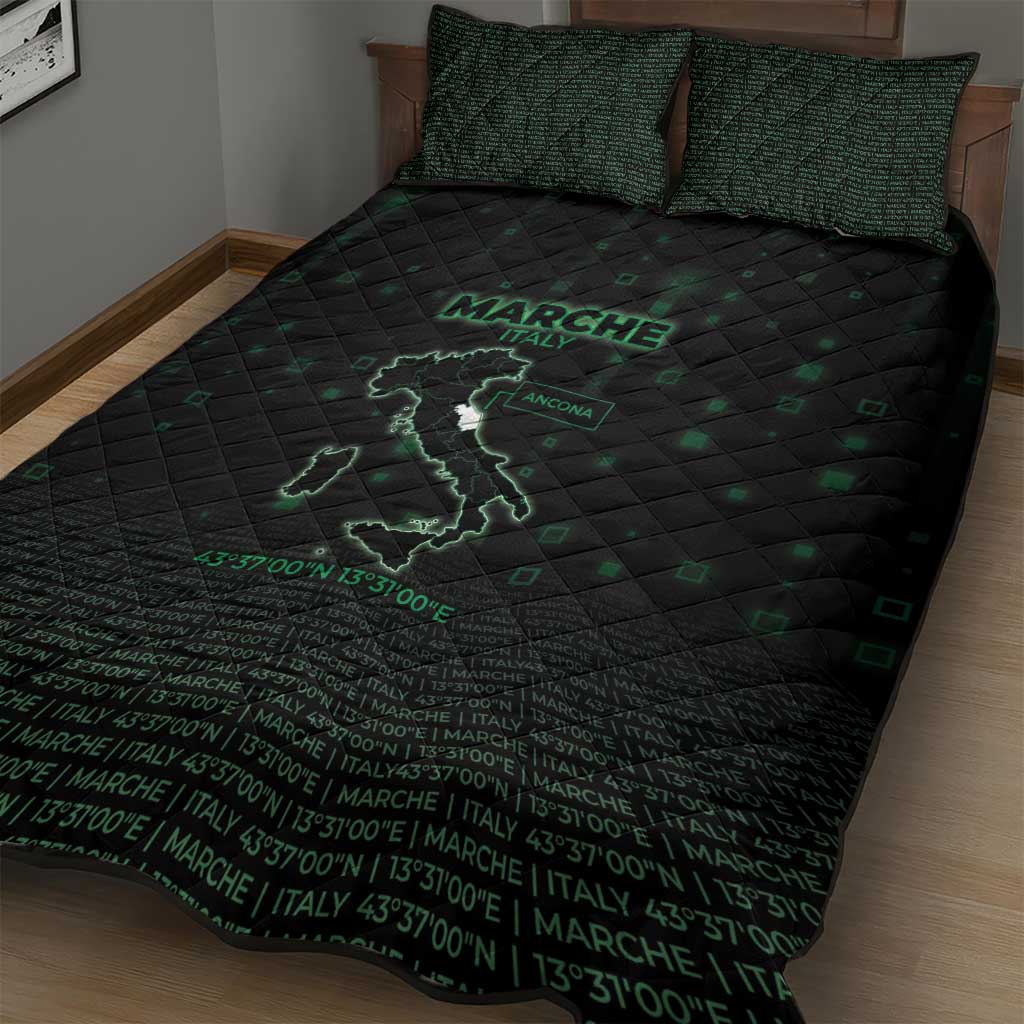 Italy Marche Quilt Bed Set Map And Coordinates Code