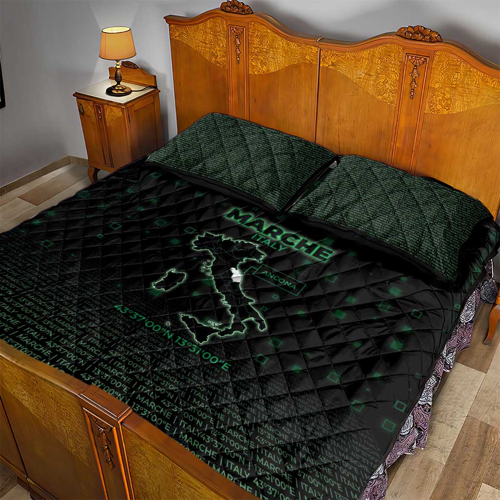 Italy Marche Quilt Bed Set Map And Coordinates Code