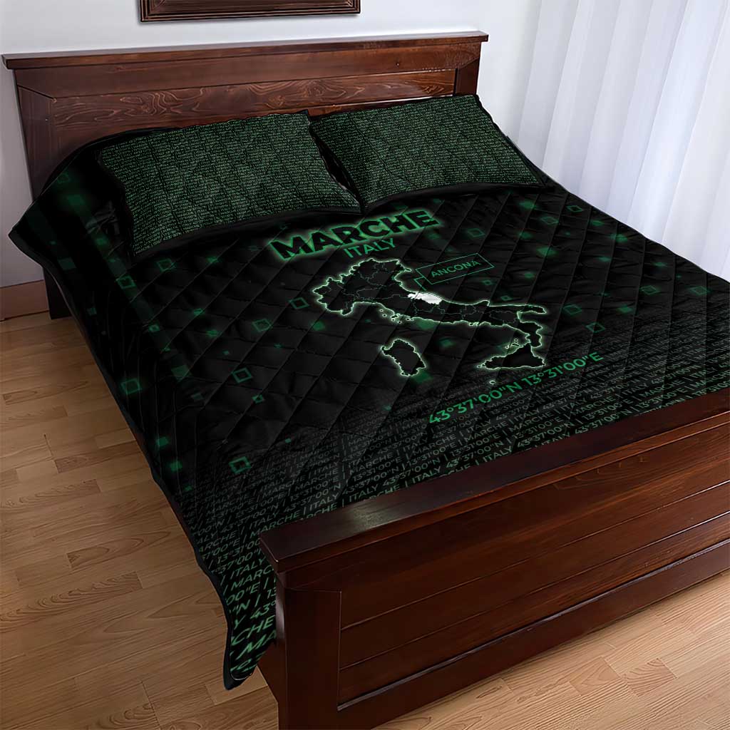 Italy Marche Quilt Bed Set Map And Coordinates Code