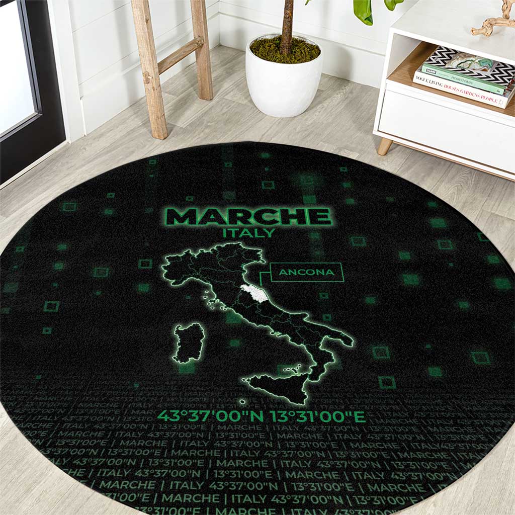 Italy Marche Round Carpet Map And Coordinates Code