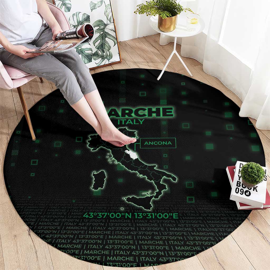 Italy Marche Round Carpet Map And Coordinates Code
