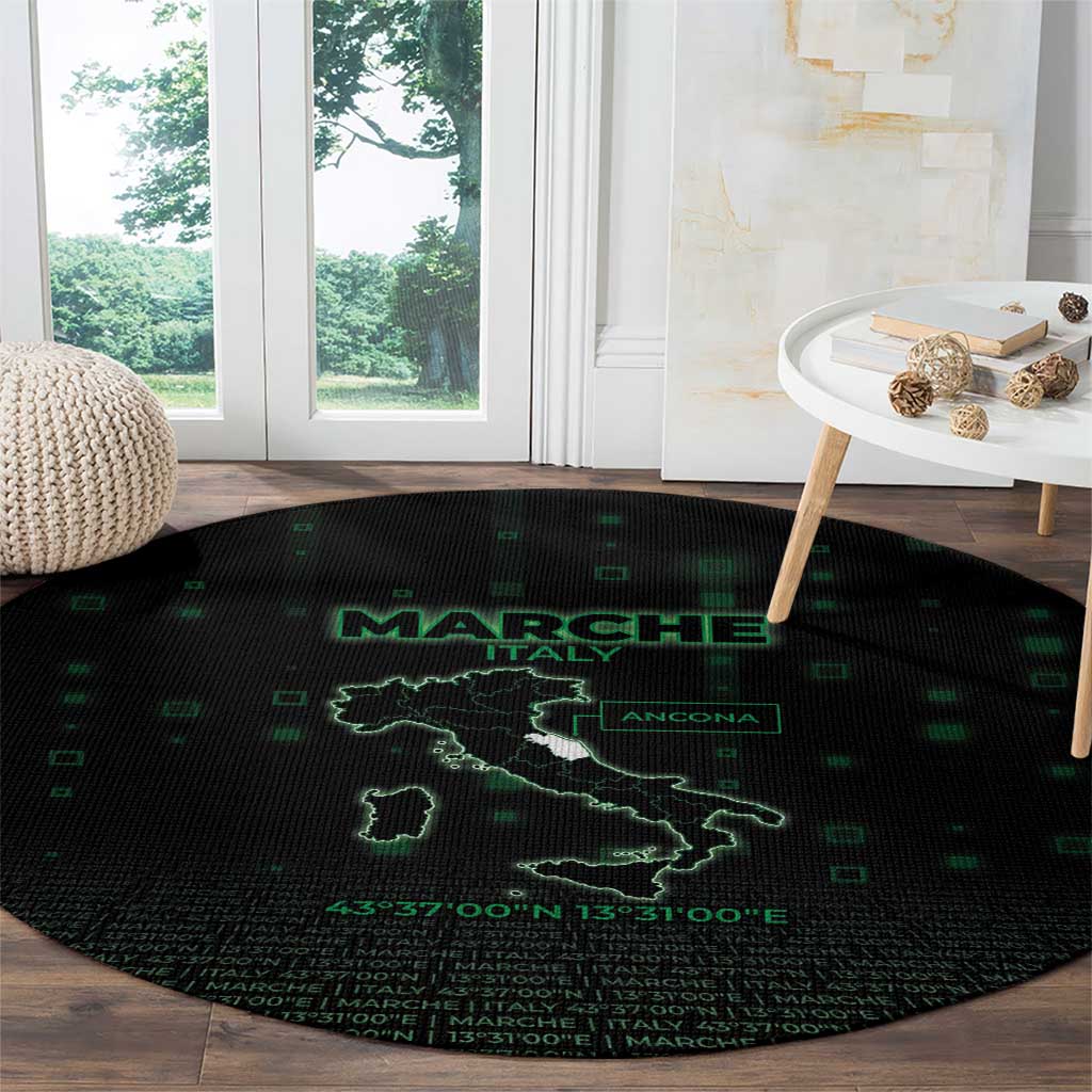Italy Marche Round Carpet Map And Coordinates Code