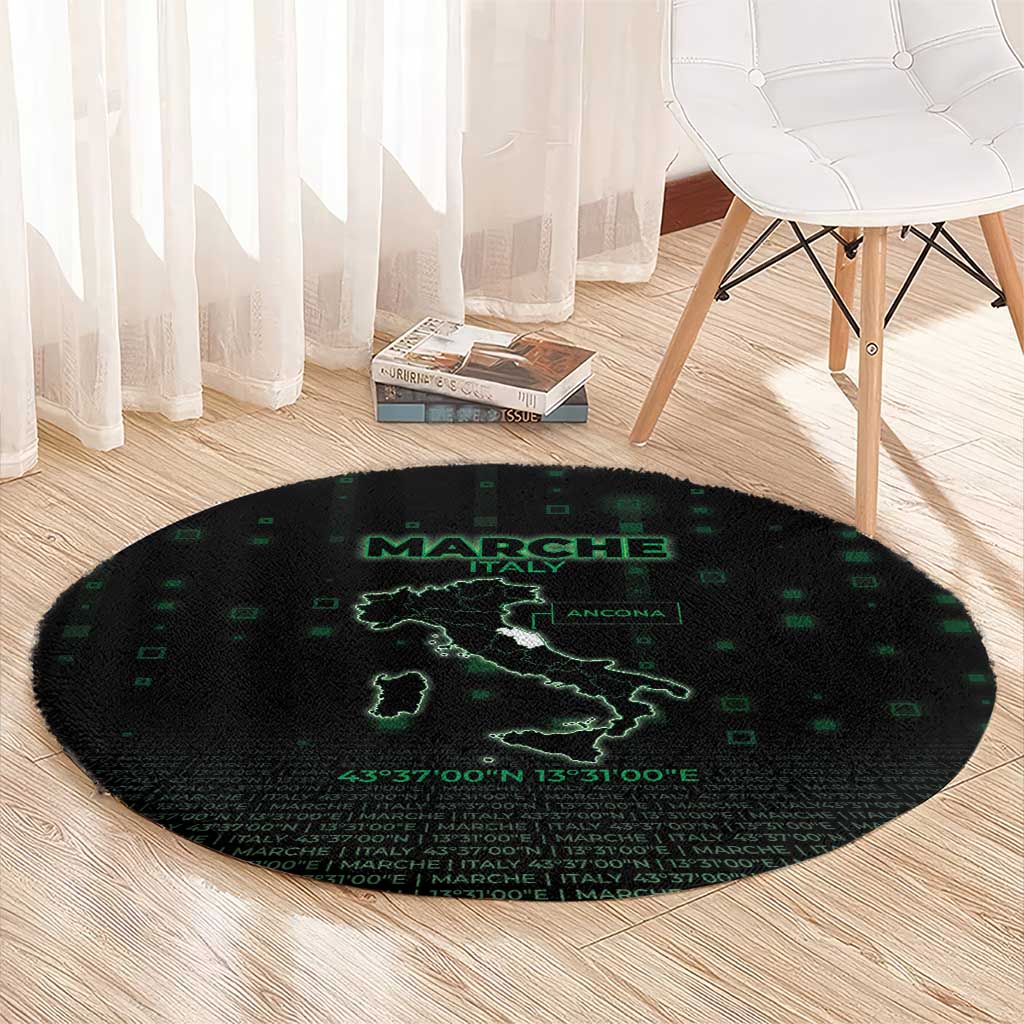 Italy Marche Round Carpet Map And Coordinates Code