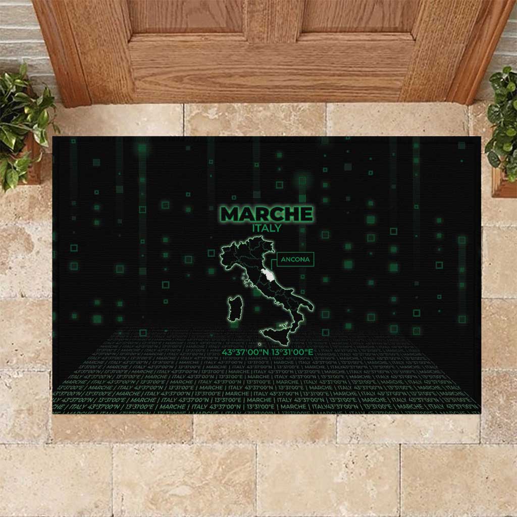 Italy Marche Rubber Doormat Map And Coordinates Code