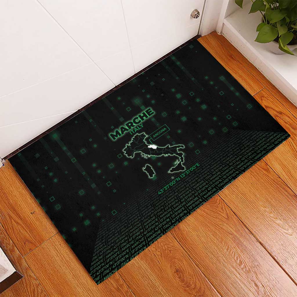 Italy Marche Rubber Doormat Map And Coordinates Code