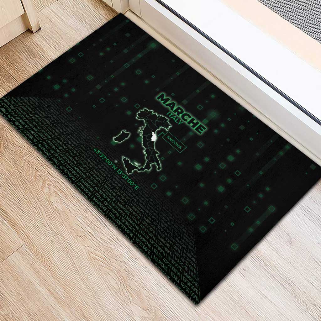 Italy Marche Rubber Doormat Map And Coordinates Code