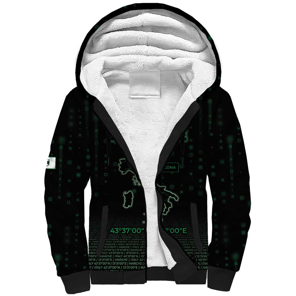 Personalized Italy Marche Sherpa Hoodie Map And Coordinates Code