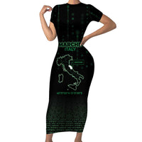 Personalized Italy Marche Short Sleeve Bodycon Dress Map And Coordinates Code